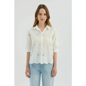 Camasa dama - camasa scurta - broderie florala - albastru - material lejer - imagine