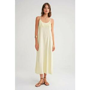 Rochie maxi galben - textil - cu bretele subtiri imagine