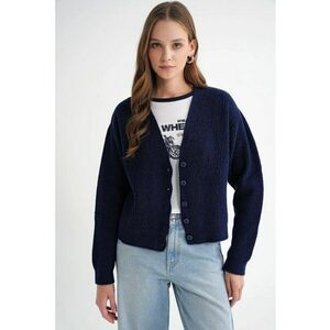 Cardigan dama - texturat - albastru marin - tricot - croiala lejera - imagine