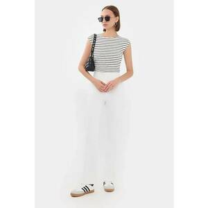 Tricou dama - top cu maneca scurta - dungi - alb - jerseu - imagine