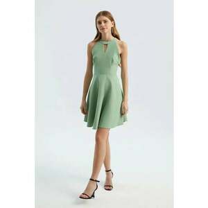 Rochie mini fara maneci - decolteu halter - decupaj tip gaura de cheie - verde - textil imagine