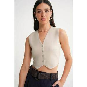 Vesta - Tricot - Crem - Decolteu in V - imagine