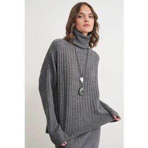 Pulover dama - oversize - gri inchis - tricot - imagine