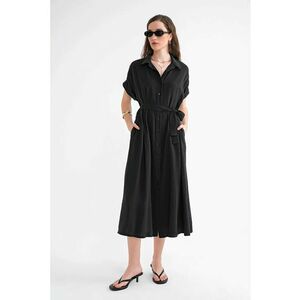 Rochie-camasa negru - textil - cu curea imagine