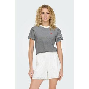 Tricou cu imprimeu in forma de inima - Alb/Negru imagine