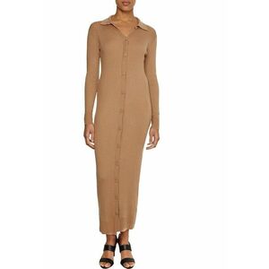 Rochie-cardigan slim fit de lyocell si lana - Maro camel imagine