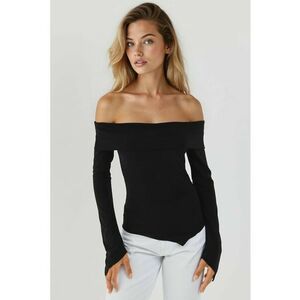 Bluza dama cu decolteu asimetric - Negru - Negru imagine