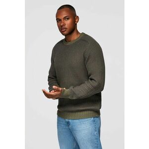 Pulover regular fit cu decolteu la baza gatului - Kaki pal imagine