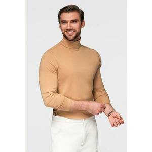 Bluza slim fit cu guler inalt - Maro camel imagine