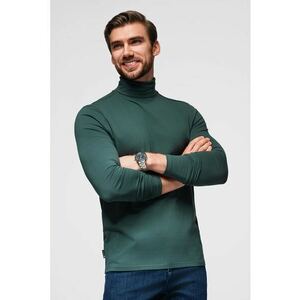 Bluza slim fit cu guler inalt - Verde inchis imagine