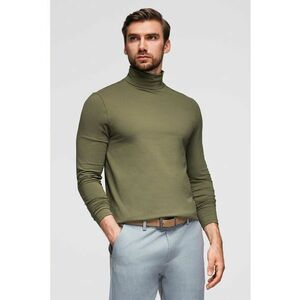 Bluza slim fit cu guler inalt - Verde masliniu imagine