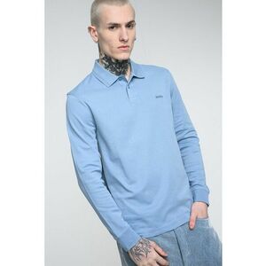 Bluza polo de bumbac Pe_Interlock - Albastru pastel imagine