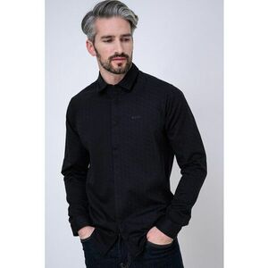 Camasa regular fit cu model discret - Albastru ultramarin/Negru imagine