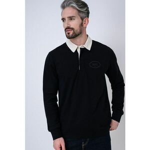 Bluza cu guler polo contrastant Percy - Alb/Albastru ultramarin imagine