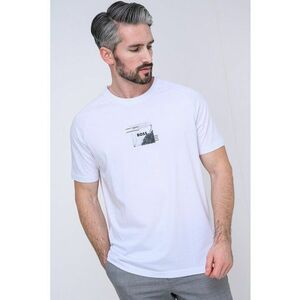 Tricou din amestec de lyocell - Alb/Gri imagine