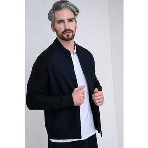 Bluza de trening cu fermoar si model uni - Bleumarin imagine