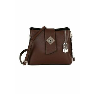 Geanta crossbody mica de piele cu logo - Maro inchis imagine