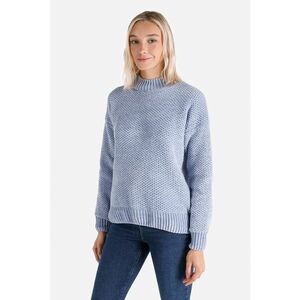 Pulover din tricot cu decolteu la baza gatului - Albastru lavanda imagine