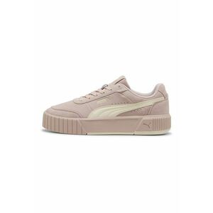 Pantofi sport flatform Carina Mia de piele intoarsa cu garnituri de piele ecologica - Alb fildes/Roz prafuit imagine