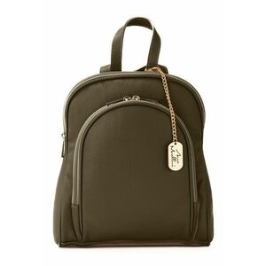Rucsac din piele cu buzunar frontal Breta - Kaki inchis imagine
