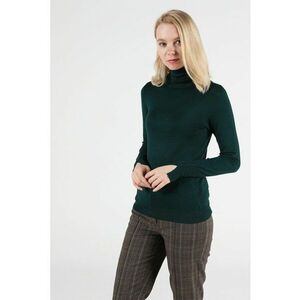 Pulover slim fit cu guler inalt - Albastru petrol imagine