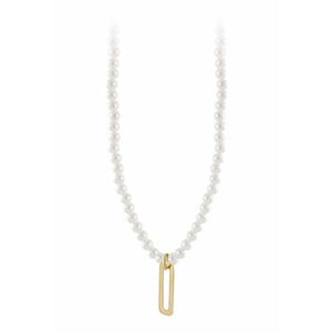 Colier de perle sintetice cu pandantiv placat cu aur de 18 K - Alb/Auriu imagine