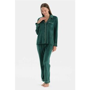 Pijama regular fit cu model uni - Verde inchis imagine