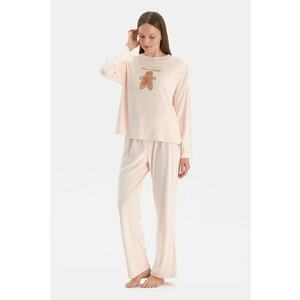 Pijama lejera cu aplicatie cu model de Craciun - Roz pal imagine