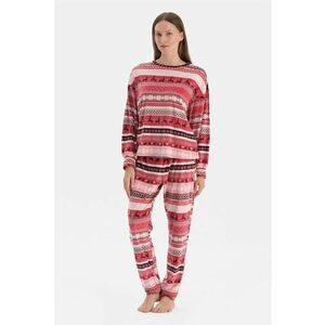 Pijama lejera cu model de Craciun - Rosu/Roz imagine