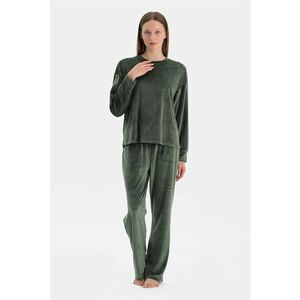 Pijama uni cu talie medie si maneci cazute - Verde inchis imagine