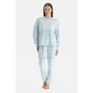 Pijama lejera cu model de Craciun - Albastru deschis imagine
