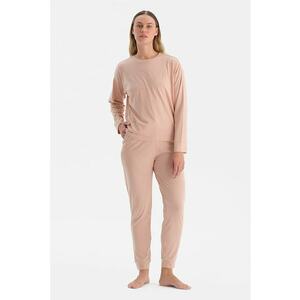 Pijama uni cu maneci cazute - Roz somon imagine