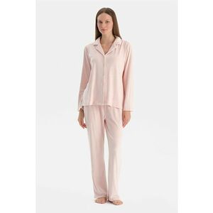 Pijama lunga cu trifoi - Roz pal imagine