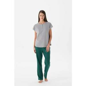 Pijama lejera de bumbac - Verde/Gri deschis imagine
