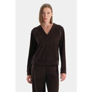 Bluza de trening cu decolteu in V si maneci raglan - Maro cognac imagine