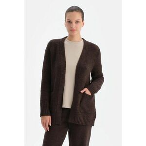Cardigan din material terry fara inchidere - Maro imagine