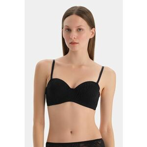 Sutien cu acoperire partiala si animal print - Negru imagine