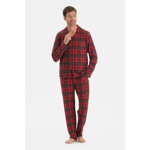 Pijama in carouri cu pantaloni lungi - Rosu/Alb/Verde englez imagine