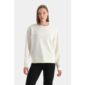 Bluza uni de trening cu decolteu la baza gatului - Alb fildes imagine