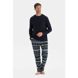 Pijama cu pantaloni lungi cu imprimeu - Alb/Albastru ultramarin/Albastru deschis imagine