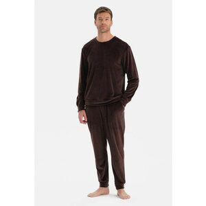 Pijama de catifea cu pantaloni lungi - Maro imagine