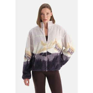 Bluza de trening din teddy cu imprimeu grafic - Alb/Bej/Violet prafuit imagine