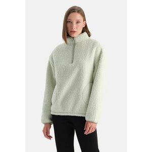 Bluza de trening din material teddy cu buzunare - Verde pal imagine