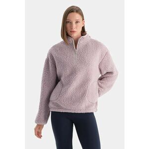 Bluza de trening din material teddy cu buzunare - Roz prafuit imagine