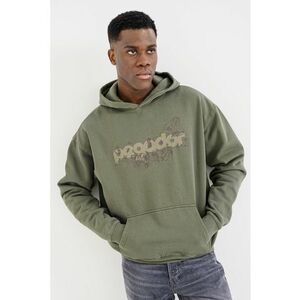 Tricou cu decolteu la baza gatului si imprimeu grafic - Verde aquamarin imagine