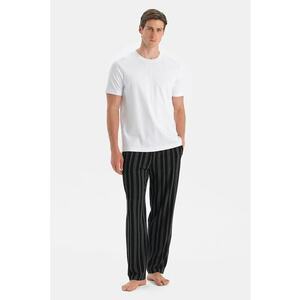 Pijama cu pantaloni uc dungi - Alb/Negru imagine