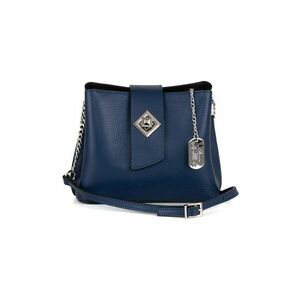 Geanta crossbody mica de piele cu logo - Bleumarin imagine