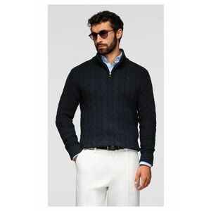 Pulover tricotat cu guler inalt si fermoar OM-SWZS-0138 - Negru imagine