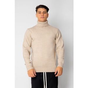 Pulover cu guler inalt Light Beige 19076 - Bej deschis imagine