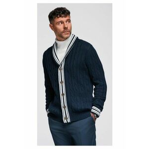 Cardigan cu nasturi si model torsade - Albastru inchis imagine